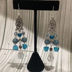Handmade blue chandelier earrings